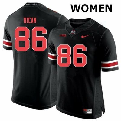 Women's Ohio State Buckeyes #86 Gage Bican Black Out Nike NCAA College Football Jersey Spring ONU6544CL